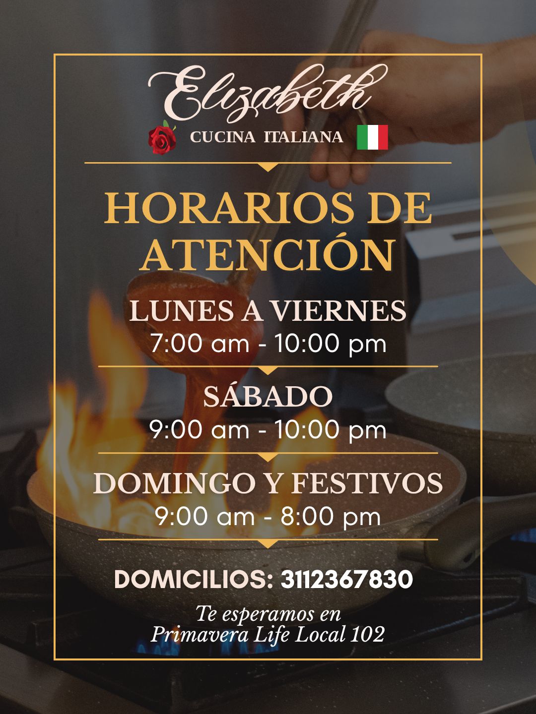 Pieza de horarios de Elizabeth Cucina Italiana, versión 3