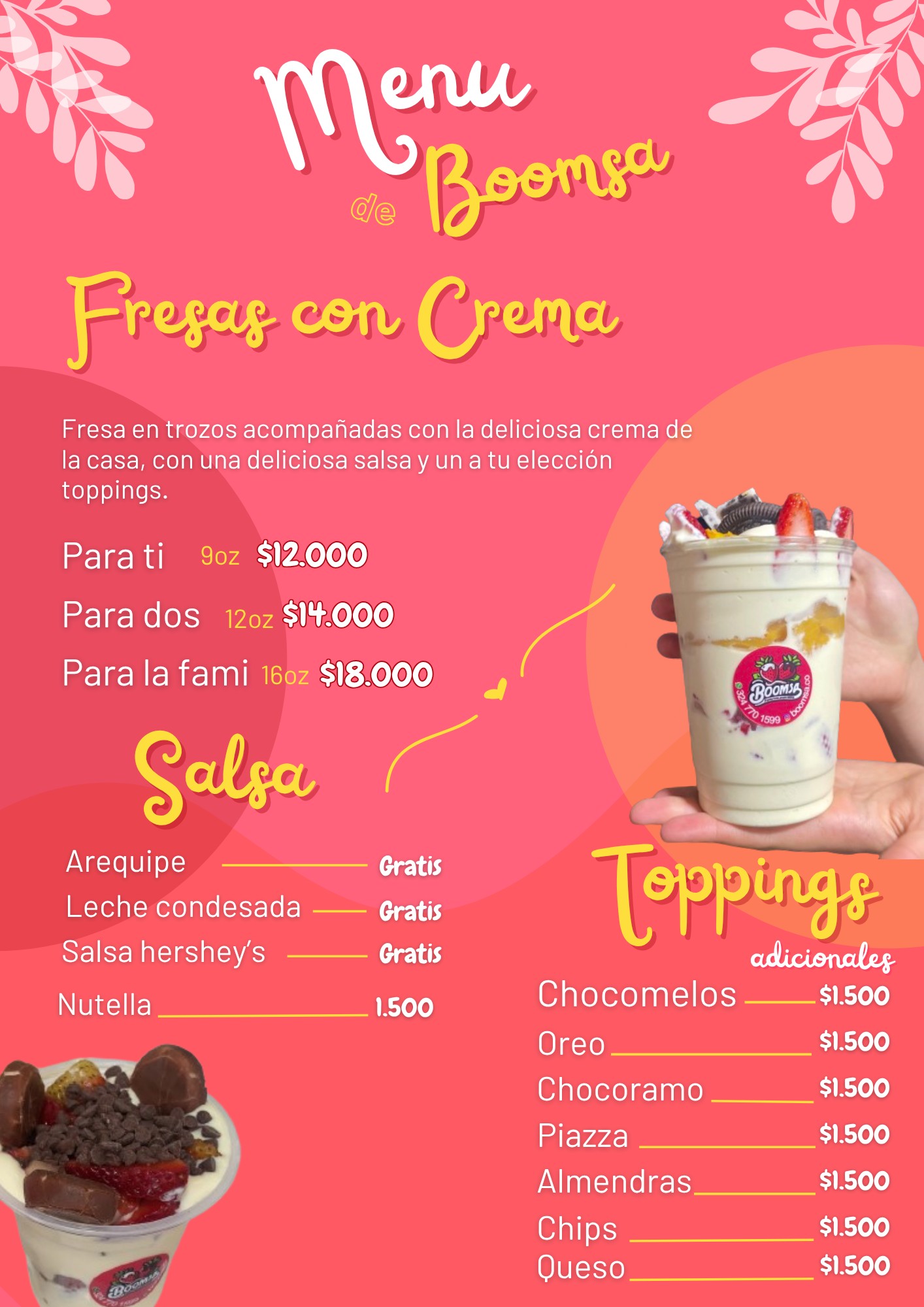 Ficha de menú: Fresas con crema