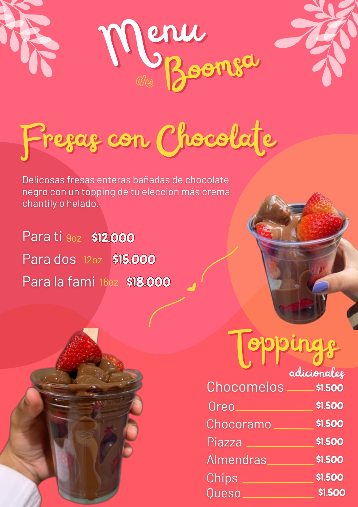 Ficha de menú: Fresas con chocolate