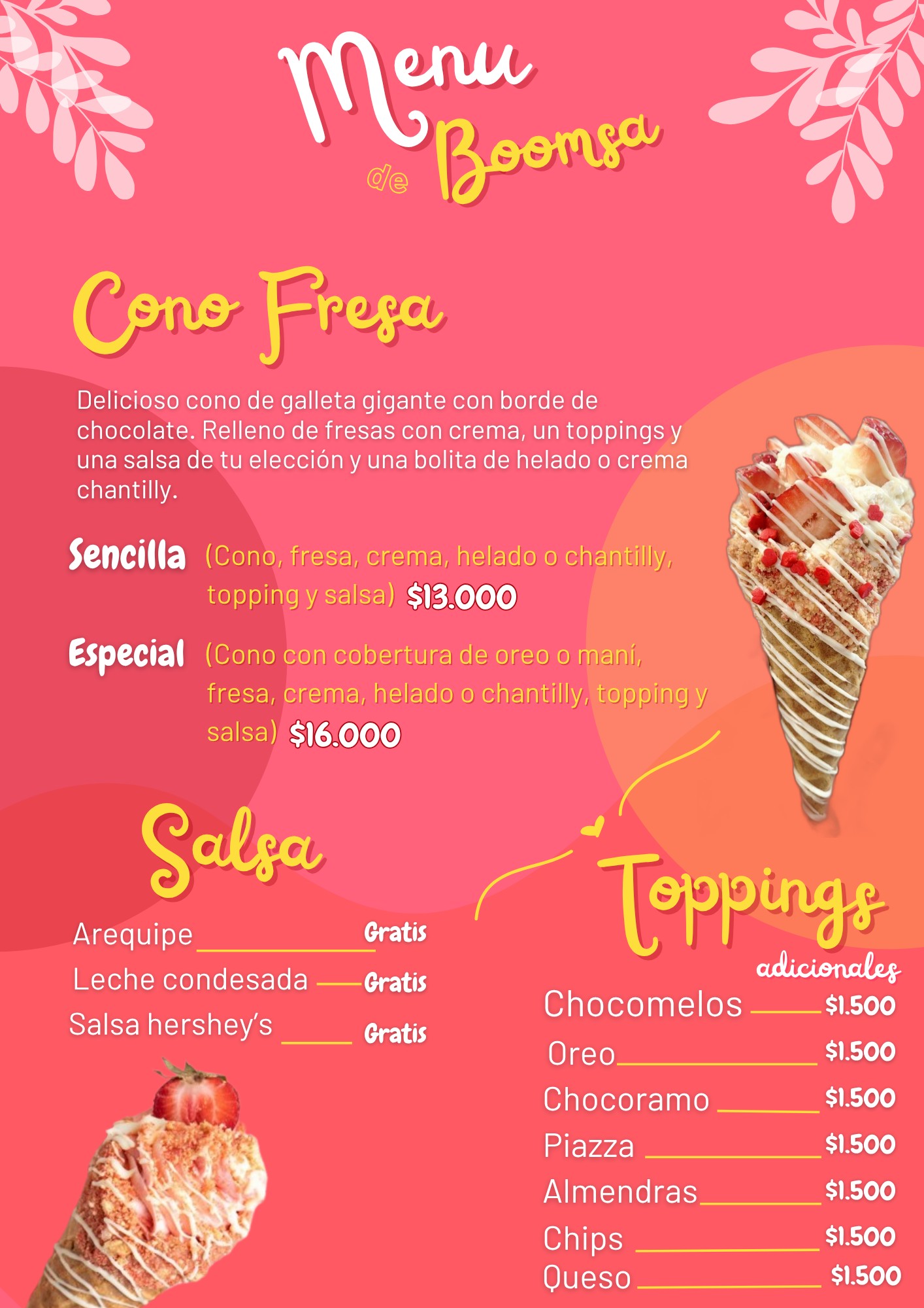 Ficha de menú: Cono fresa