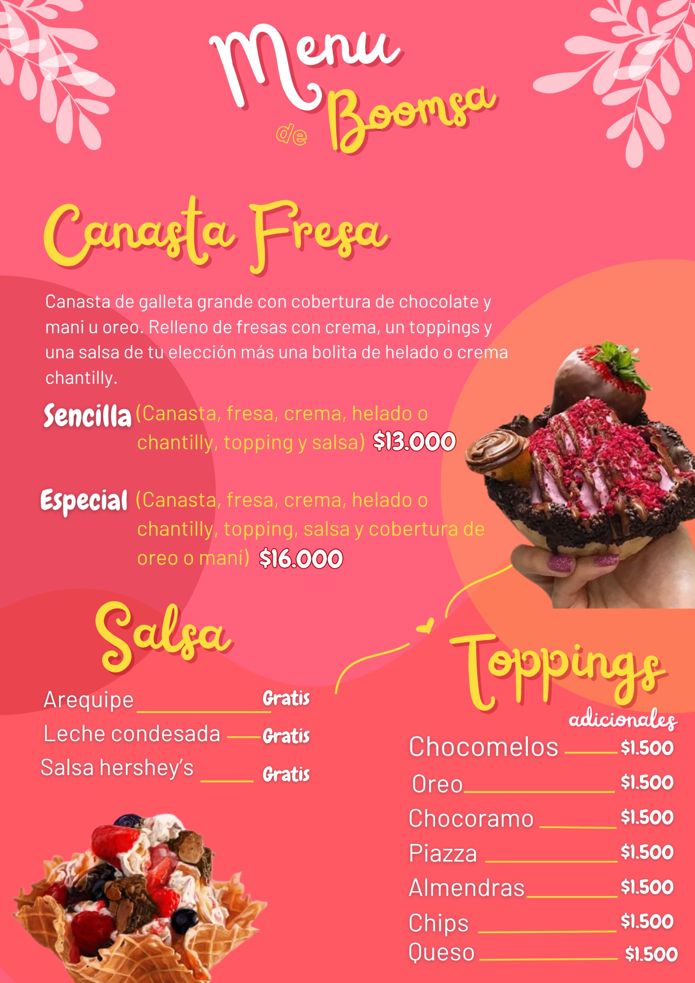 Ficha de menú: Canasta fresa