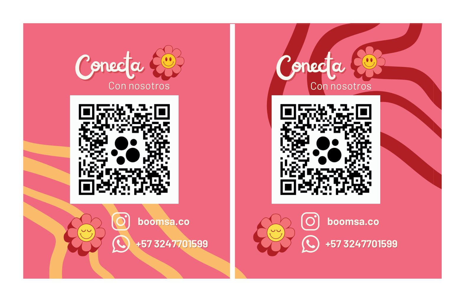 Tarjetas de presentación de Boomsa, reverso con QR