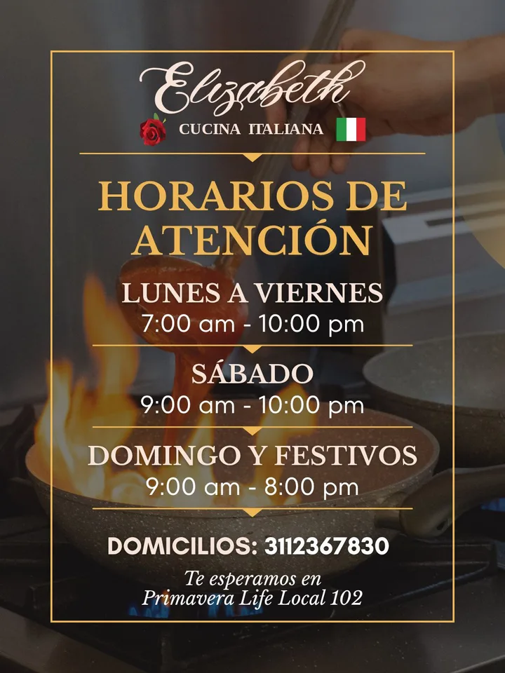Pieza de horarios de Elizabeth Cucina Italiana, versión 3